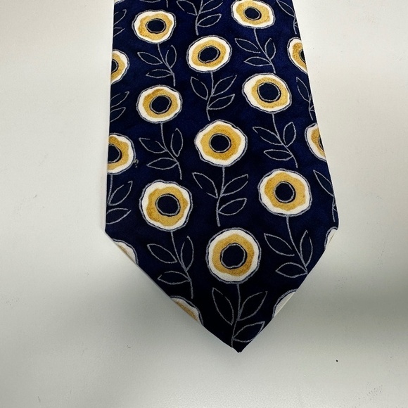 Hugo Boss Blue/Yellow Floral Mens Neck Tie 100% Silk Italy Designer - Picture 3 of 9
